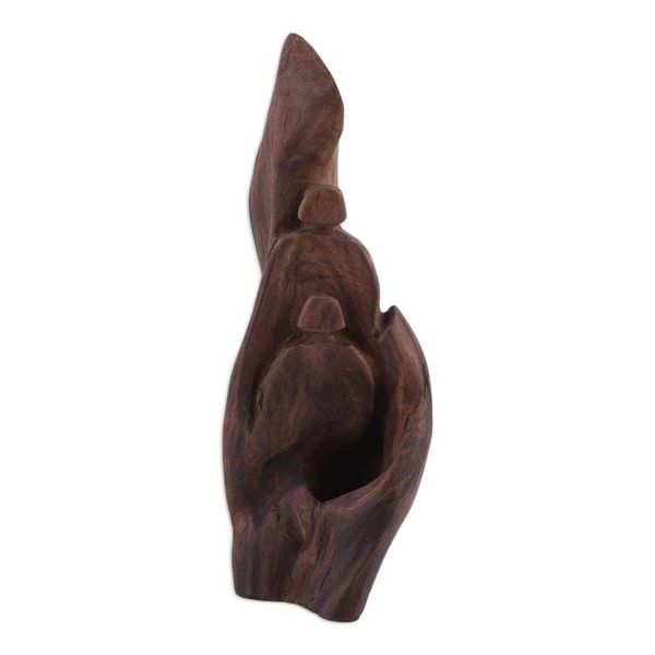 Alternate image for Hand Carved Reclaimed Sal Driftwood Sculpture from India True Bonding