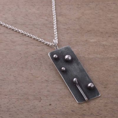 Alternate image for Rectangular Oxidized Sterling Silver Pendant Necklace Enduring
