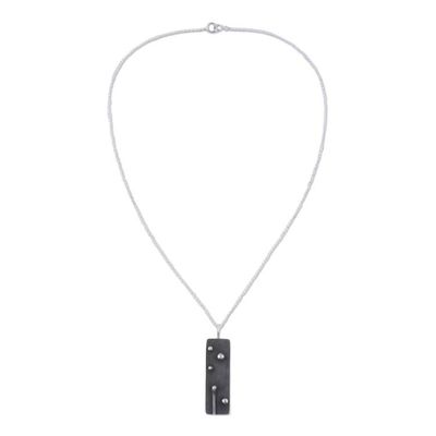Alternate image for Rectangular Oxidized Sterling Silver Pendant Necklace Enduring
