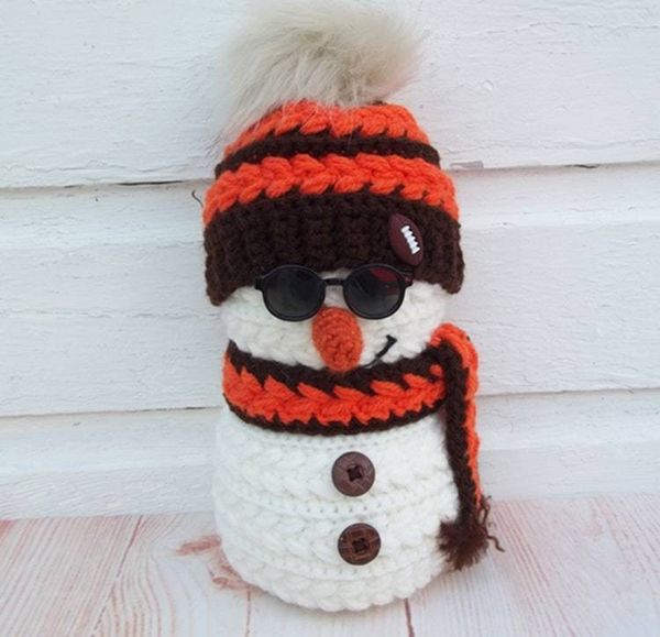 Alternate image for Cool Crochet Snowman in Orange and Brown