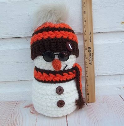 Alternate image for Cool Crochet Snowman in Orange and Brown