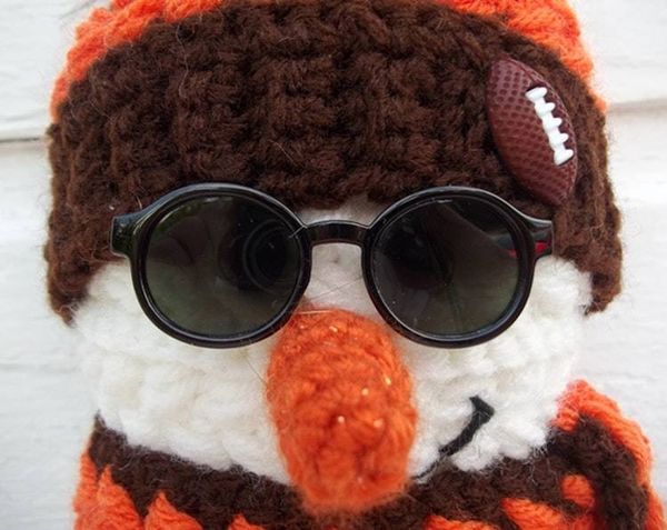 Alternate image for Cool Crochet Snowman in Orange and Brown