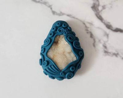 Alternate image for Druzy Quartz Gemstone Polymer Clay Pendant