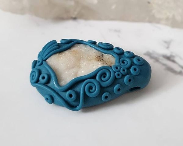 Alternate image for Druzy Quartz Gemstone Polymer Clay Pendant