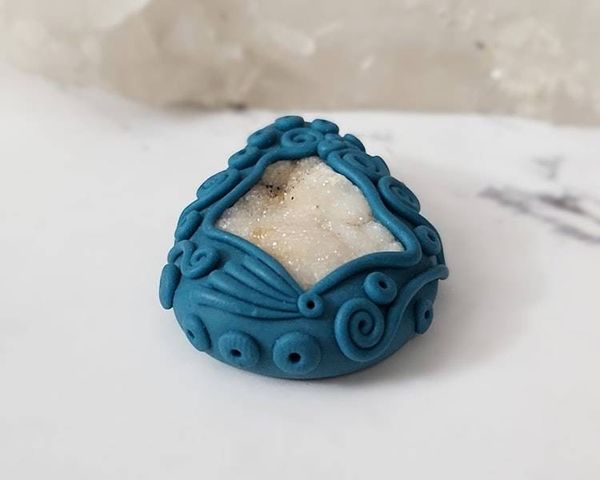 Alternate image for Druzy Quartz Gemstone Polymer Clay Pendant