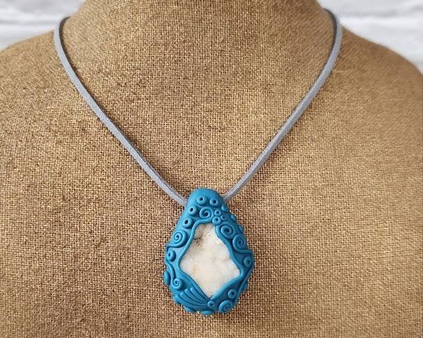 Alternate image for Druzy Quartz Gemstone Polymer Clay Pendant
