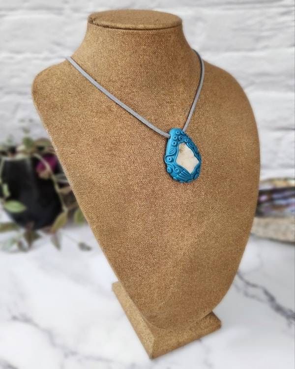 Alternate image for Druzy Quartz Gemstone Polymer Clay Pendant