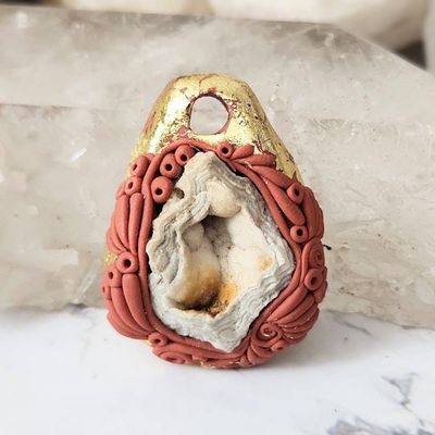 Primary image for Gold Leaf Druzy Quartz Polymer Clay Pendant