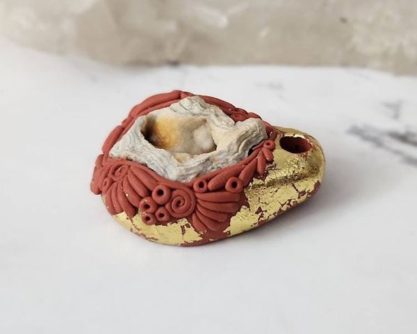 Alternate image for Gold Leaf Druzy Quartz Polymer Clay Pendant