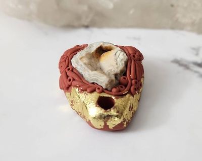 Alternate image for Gold Leaf Druzy Quartz Polymer Clay Pendant