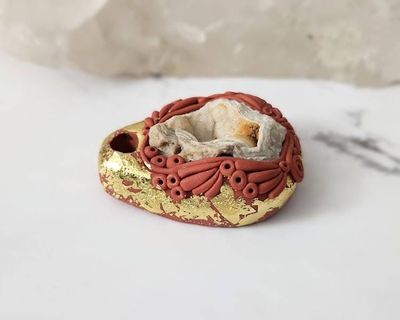 Alternate image for Gold Leaf Druzy Quartz Polymer Clay Pendant