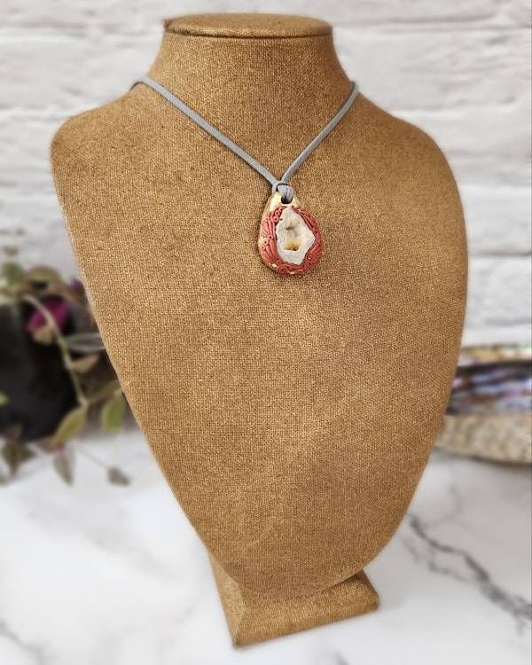 Alternate image for Gold Leaf Druzy Quartz Polymer Clay Pendant