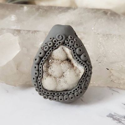 Primary image for Botroydial Druzy Quartz Polymer Clay Pendant