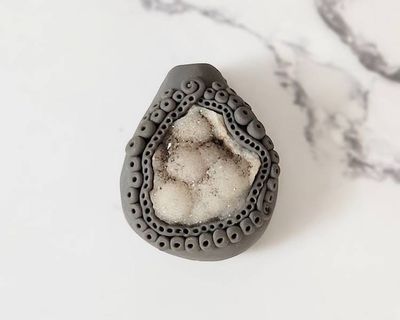 Alternate image for Botroydial Druzy Quartz Polymer Clay Pendant