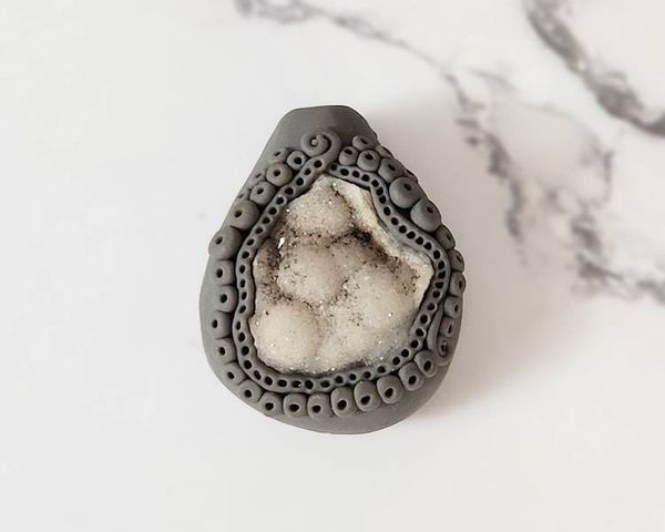 Alternate image for Botroydial Druzy Quartz Polymer Clay Pendant