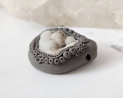 Alternate image for Botroydial Druzy Quartz Polymer Clay Pendant