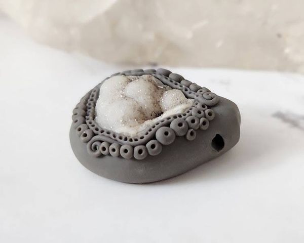 Alternate image for Botroydial Druzy Quartz Polymer Clay Pendant