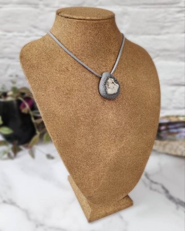 Alternate image for Botroydial Druzy Quartz Polymer Clay Pendant