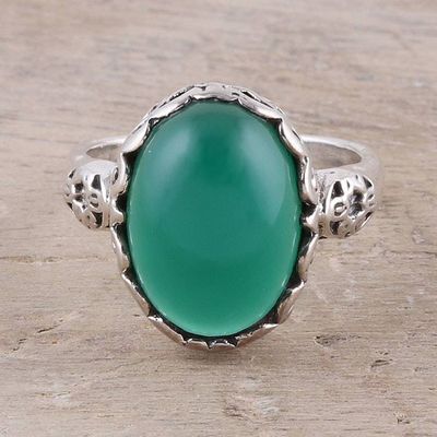 Primary image for Oval Onyx Cocktail Ring in Green from India Glamorous Beauty in Green