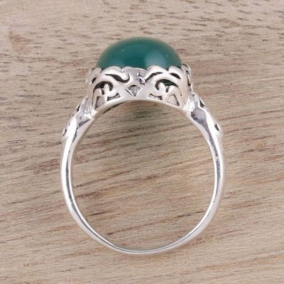 Alternate image for Oval Onyx Cocktail Ring in Green from India Glamorous Beauty in Green