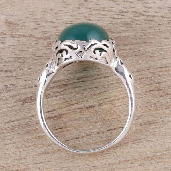 Alternate image for Oval Onyx Cocktail Ring in Green from India Glamorous Beauty in Green