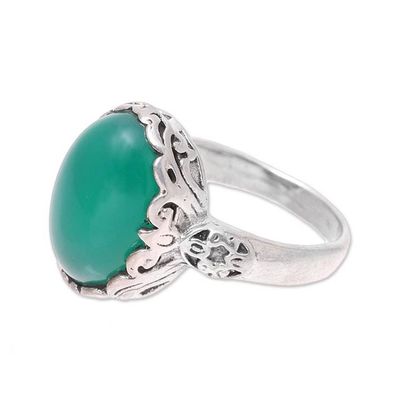 Alternate image for Oval Onyx Cocktail Ring in Green from India Glamorous Beauty in Green