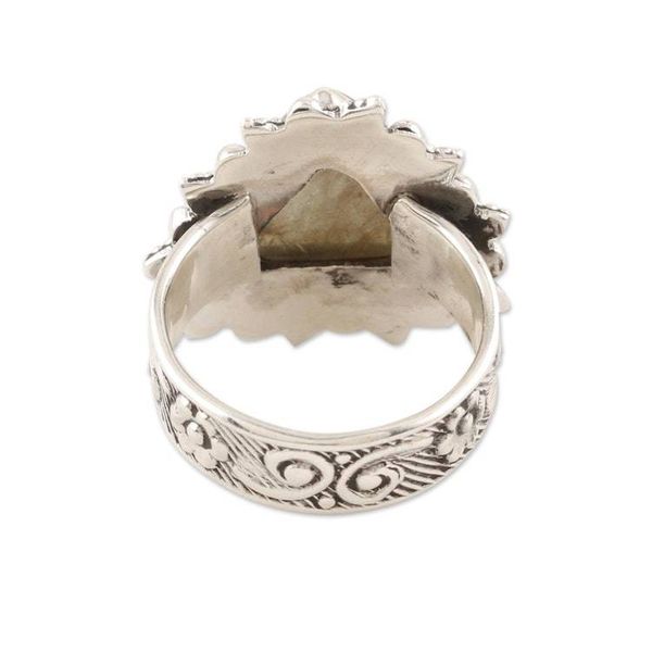 Alternate image for Handmade Sterling Silver and Labradorite Cocktail Ring Dotted Pyramid