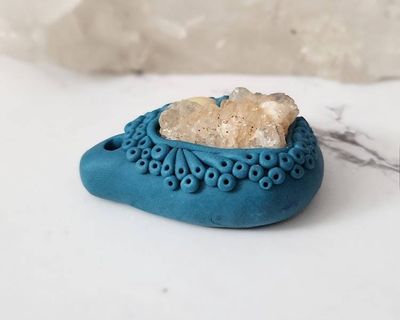 Alternate image for Quartz Cluster and Pearl Polymer Clay Pendant