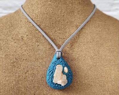 Alternate image for Quartz Cluster and Pearl Polymer Clay Pendant