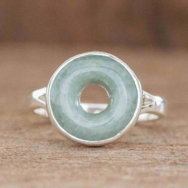 Alternate image for Circle Design Apple Green Jade Cocktail Ring from Guatemala Eternity in Apple Green