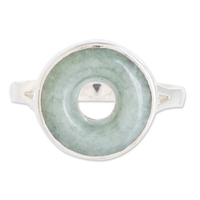 Alternate image for Circle Design Apple Green Jade Cocktail Ring from Guatemala Eternity in Apple Green