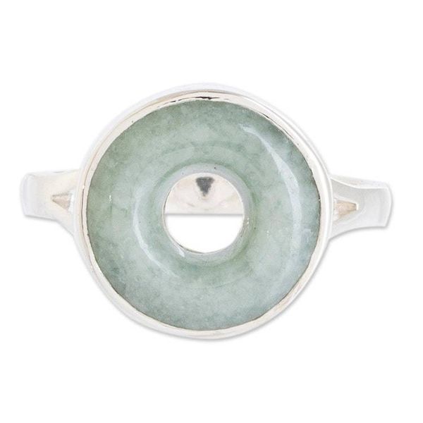 Alternate image for Circle Design Apple Green Jade Cocktail Ring from Guatemala Eternity in Apple Green