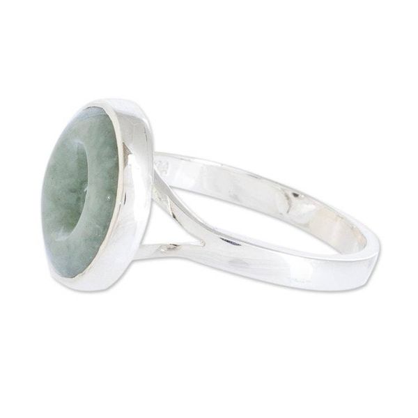Alternate image for Circle Design Apple Green Jade Cocktail Ring from Guatemala Eternity in Apple Green