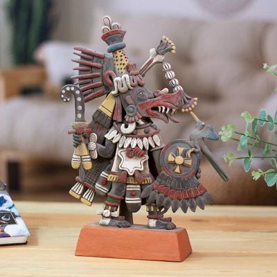 Primary image for Signed Ceramic Aztec Sculpture from Mexico Aztec Deities
