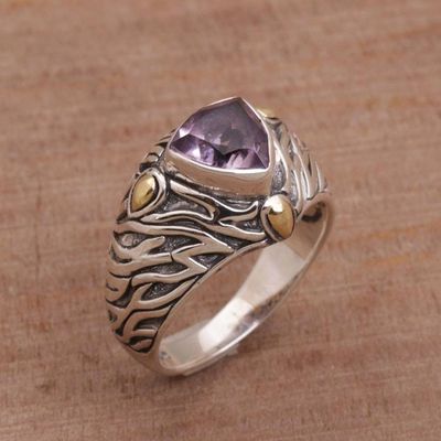 Primary image for Sterling Silver and Amethyst Ring with 18K Gold Accents Deep Roots