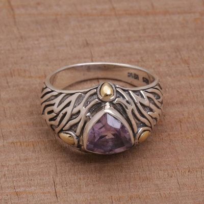 Alternate image for Sterling Silver and Amethyst Ring with 18K Gold Accents Deep Roots