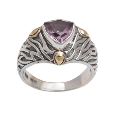 Alternate image for Sterling Silver and Amethyst Ring with 18K Gold Accents Deep Roots