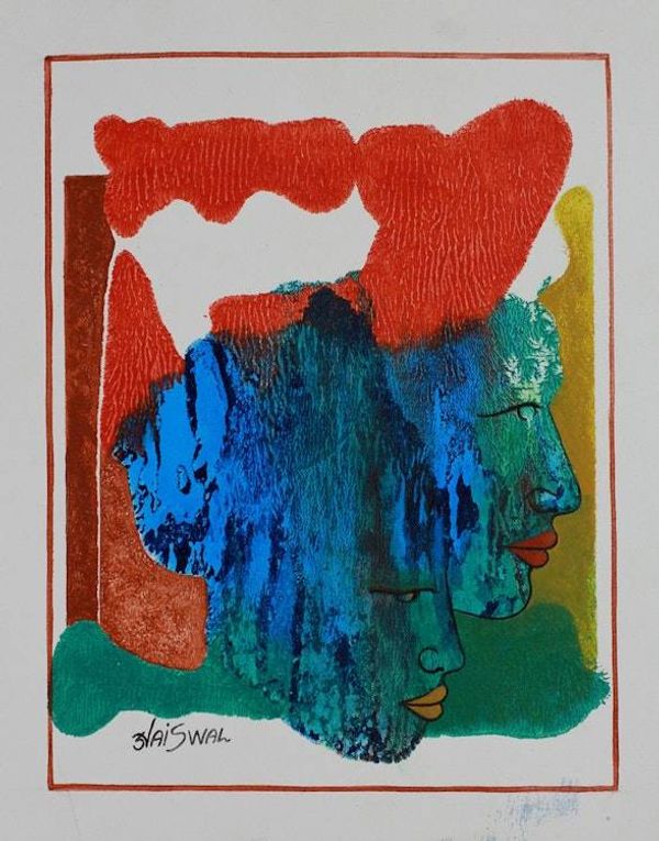 Image for Surreal Indian Signed Fine Art Painting Fusion of Life in Color