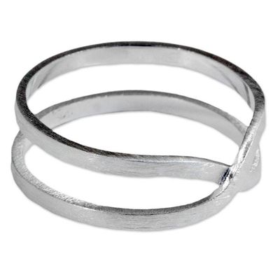 Alternate image for Brushed Silver Modern Thai Artisan Crafted Eternity Ring Eternity Love