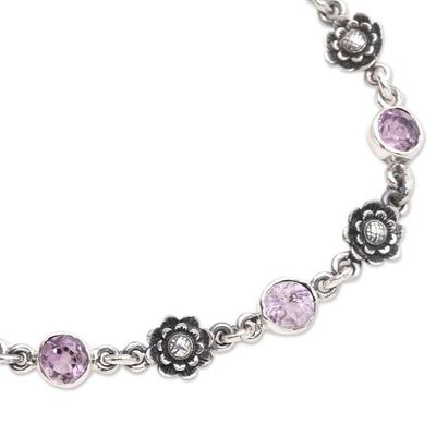 Alternate image for Hand Crafted Amethyst and Sterling Silver Link Bracelet Sunflower Line