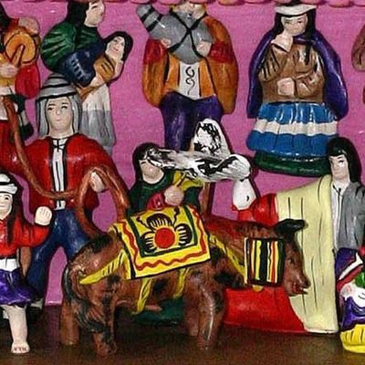 Alternate image for Hand Crafted Andean Wood Bullfight Retablo Andean Bullfight