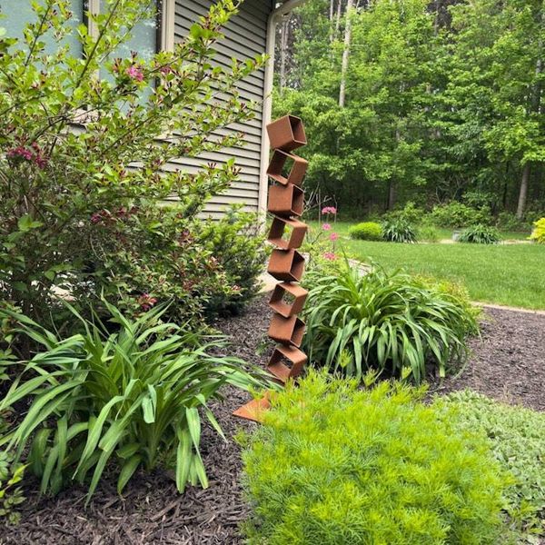 Alternate image for Rise – Handcrafted Modern Steel Garden Sculpture | Rusted Outdoor Yard Art