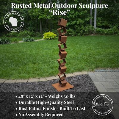 Alternate image for Rise – Handcrafted Modern Steel Garden Sculpture | Rusted Outdoor Yard Art