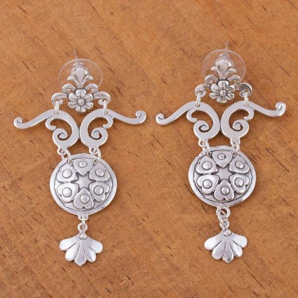 Alternate image for Romantic Sterling Silver Dangle Earrings Hearts and Flowers