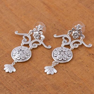 Alternate image for Romantic Sterling Silver Dangle Earrings Hearts and Flowers