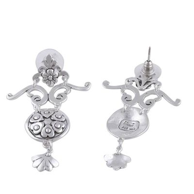 Alternate image for Romantic Sterling Silver Dangle Earrings Hearts and Flowers