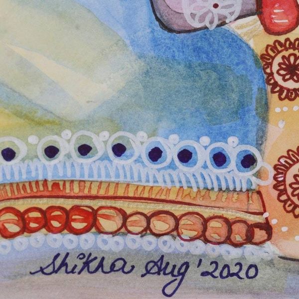 Alternate image for Rama and Sita Watercolor Painting on Handmade Paper Eternal Union