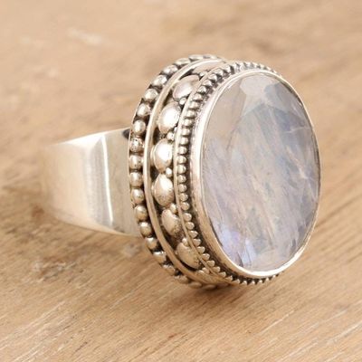 Primary image for Sterling Silver and Rainbow Moonstone Cocktail Ring Misty Enclave