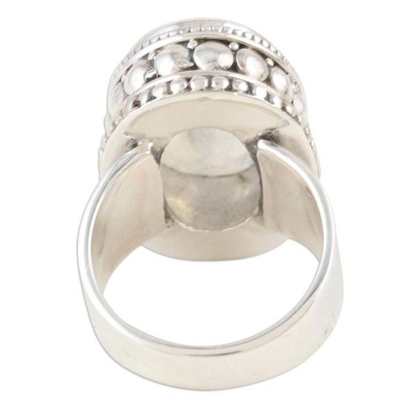 Alternate image for Sterling Silver and Rainbow Moonstone Cocktail Ring Misty Enclave