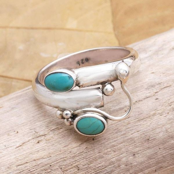 Alternate image for Turquoise and Sterling Silver Wrap Ring Passed Message